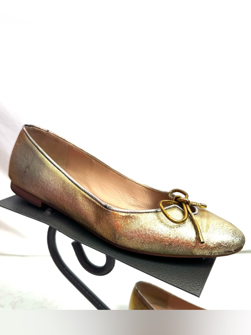 Stuart Weitzman Metallic Gold Ballet Flats Leather Size 7.5